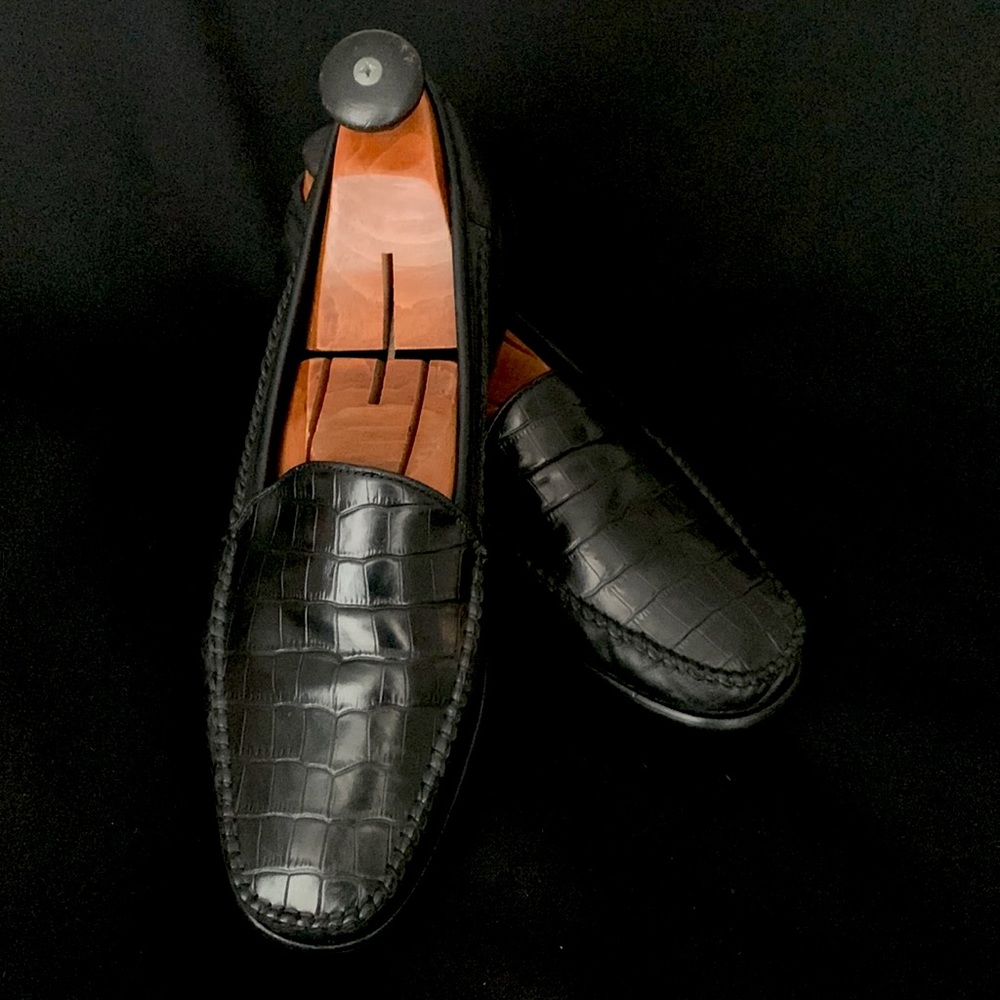 BERNINI Embossed Alligator Leather Loafers